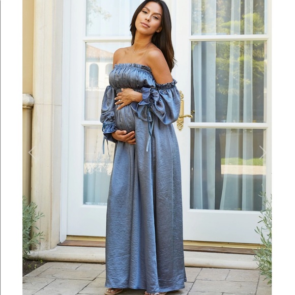 Blue satin maxi dress - Picture 2 of 4